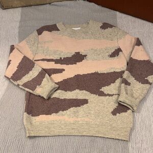 Shop Wanna B Women’s Camo Knit Sweater | Beige & Mauve | Size M